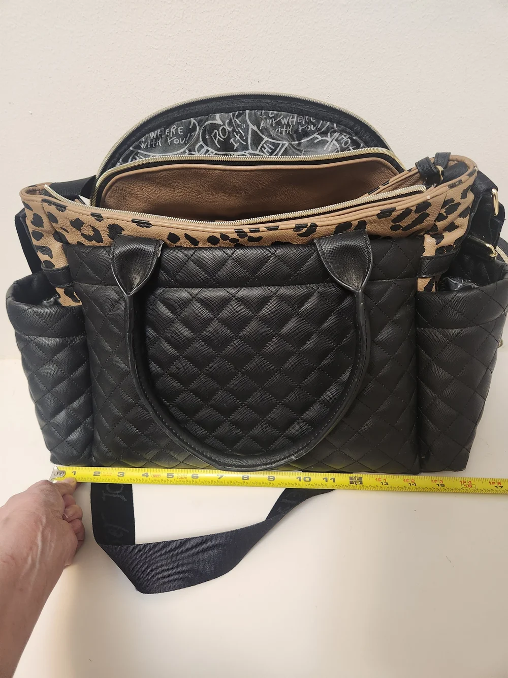 Betsey Johnson 3-Piece Quilted Leopard Tote, Penguin Coin Purse,Travel Organizer
